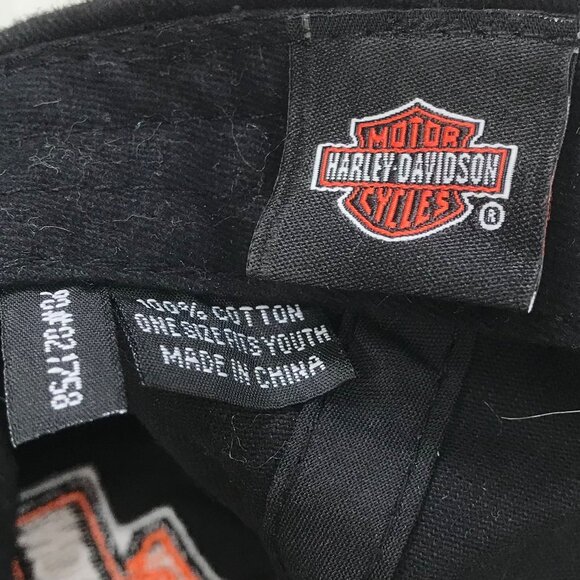 Vintage Y2K Harley Davidson Black Embroidered Streetwear Adjustable Baseball Cap - Picture 6 of 7